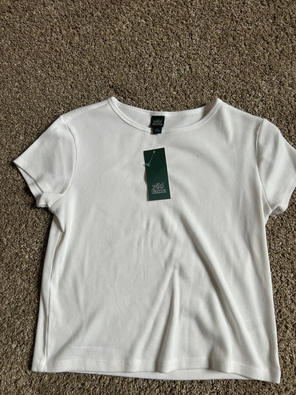 wild fable White Ribbed Short Sleeve Crew Tee